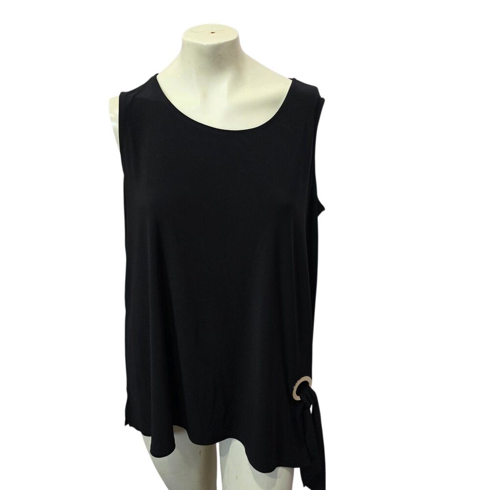 Cato Black Sleeveless Tie Side Top XL Gold Ring‎ Accent Flowy Blouse